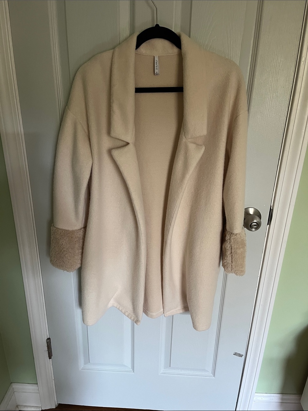 Z Supply Cream Teddy Coat with Faux-Fur Cuff Detail